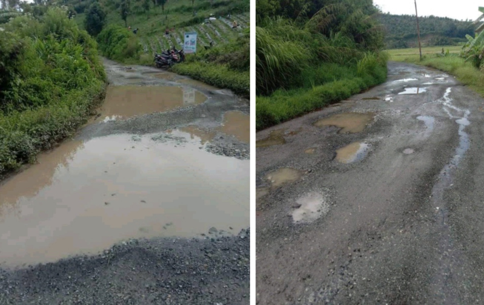 Ket gambar: Salah satu Link Jalan di Kecamatan Gunung Tujuh yang hancur total. (Foto/dok)