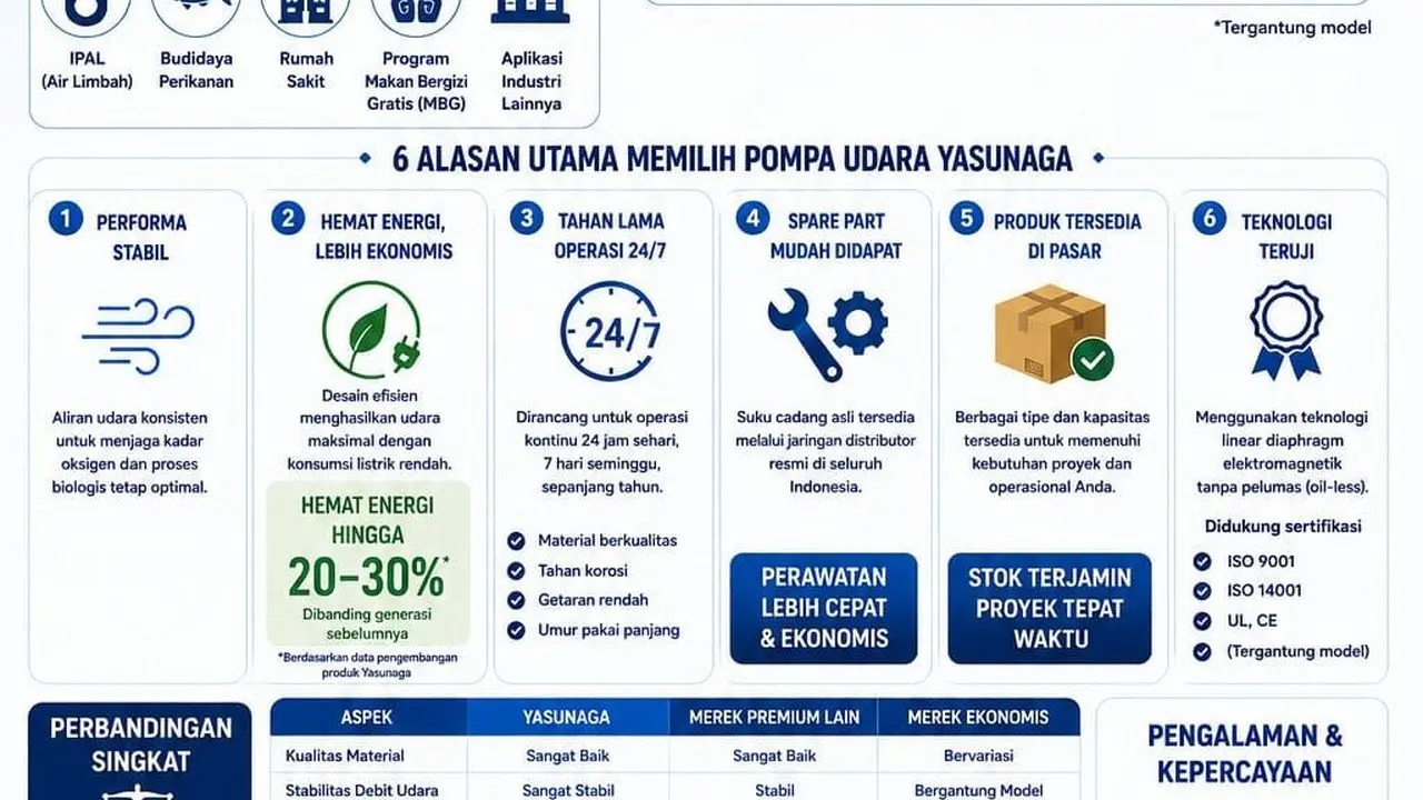 Pompa Udara Yasunaga: Solusi Andal untuk Industri dan IPAL